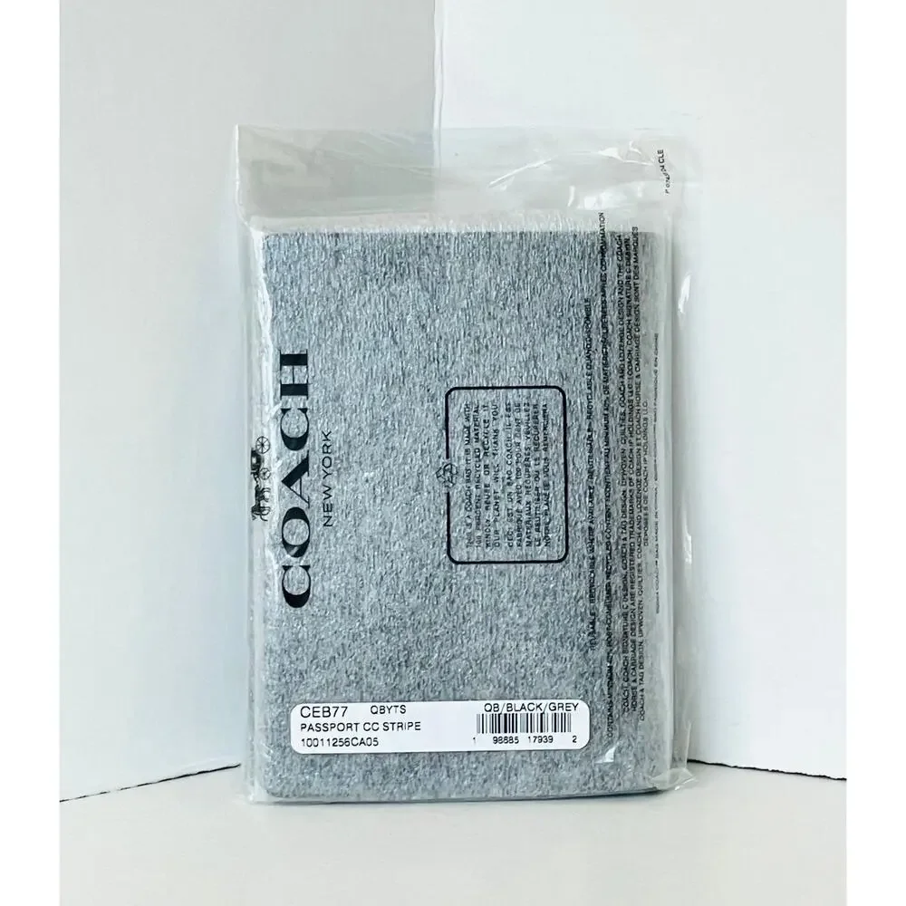 Coach Passport Card Case Signature Canvas Stripe Wallet CEB77